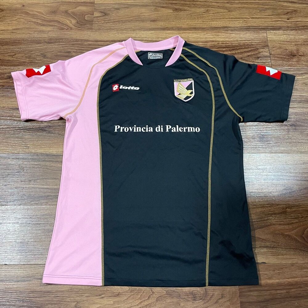Lotto U.S. Citta Di Palermo Soccer Jersey Shirt Pink/Black/Red Mens XL Polyester